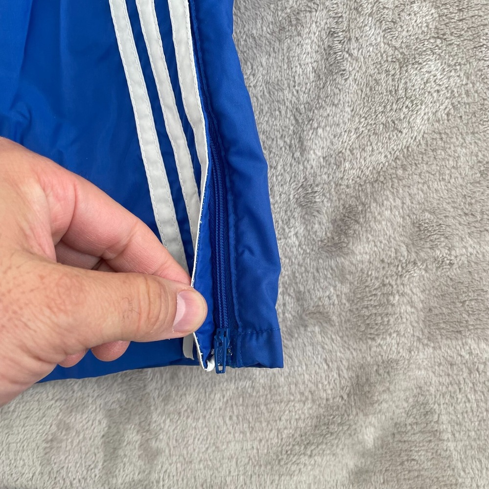 Vintage Adidas Track Pants Men Large (32x32) Blue Nylon 3 Stripes Ankle Zip 80s - Picture 4 of 11